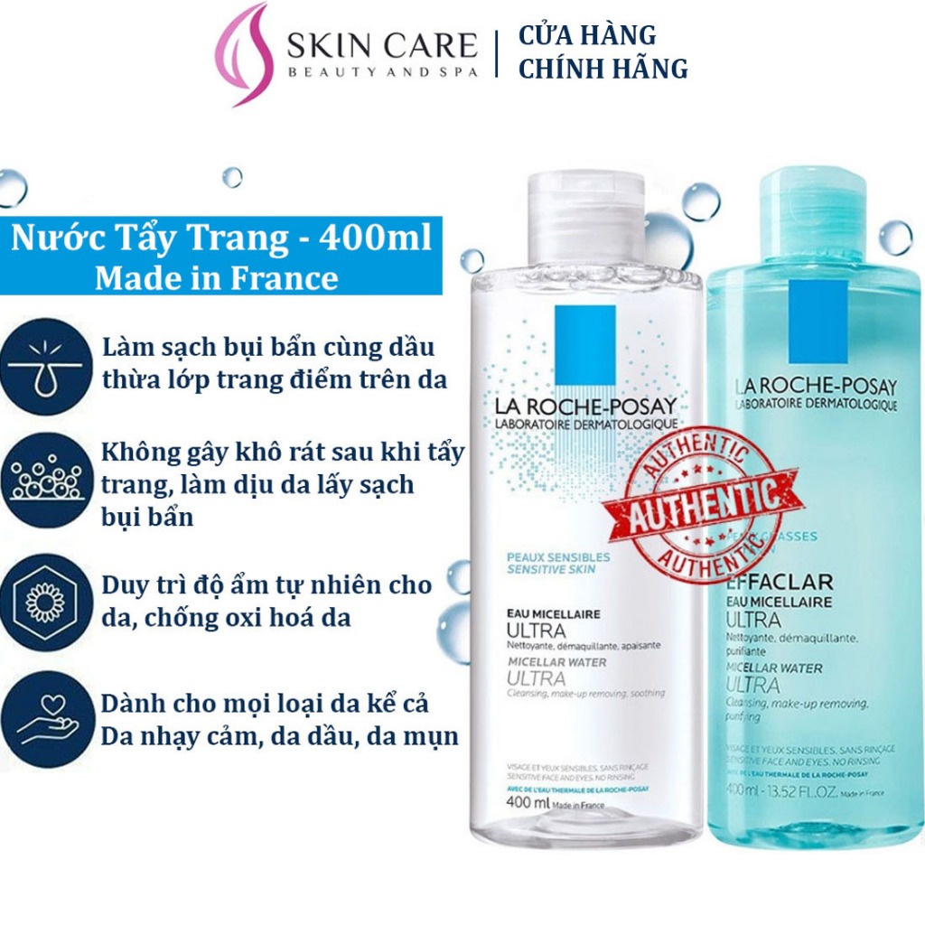 Nước tẩy trang La Roche-Posay sản xuất tại Pháp giúp làm sạch da dành cho da dầu và da nhạy cảm 400ml [ MẪU MỚI ]