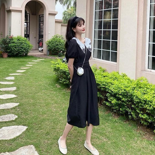 Đầm cổ búp bê tay bồng thắt eo che bụng phong cách Pháp cổ điển Hepburn thiết kế sang trọng khí chất PinkLink