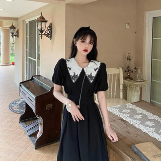 Đầm cổ búp bê tay bồng thắt eo che bụng phong cách Pháp cổ điển Hepburn thiết kế sang trọng khí chất PinkLink