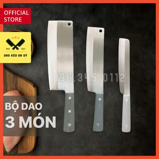 Bộ dao 3 món chặt, thái, gọt hoa quả - Dao Đa Sỹ - thép Nhật trắng không gỉ