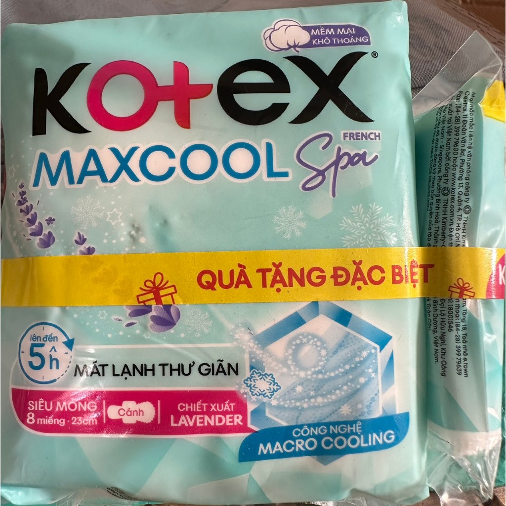 Băng Vệ Sinh Thảo Dược Siêu Mỏng Cánh 23cm Cool Kotex 8 Miếng