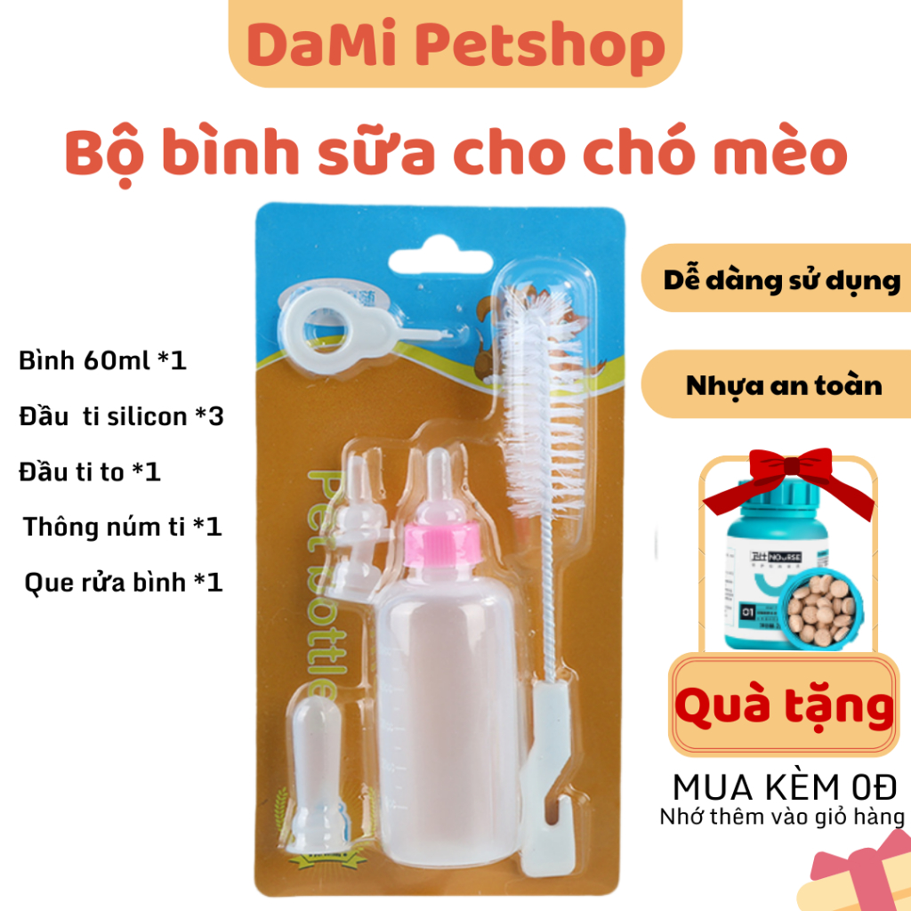 BỘ BÌNH SỮA CHO CHÓ MÈO CON - BÌNH SỮA 60ML