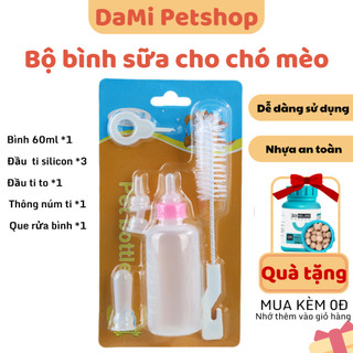Bộ bình sữa cho chó mèo con - bình sữa 60ml