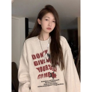 Focus local brand fashion vintage bảng chữ cái tiếng Anh áo nỉ nữ dày nữ sweater form rộng unisex levents 100%cotton