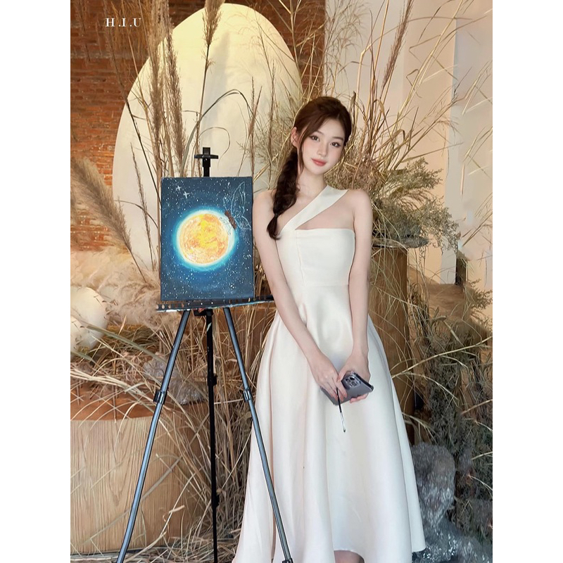 Váy nữ cup ngực dáng dài dự tiệc AMIS Nude Dress H.I.U Fashion , dáng chữ A tiểu thư thanh lịch con gái HIU design