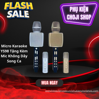 Mic karaoke YS-98 kèm loa Bluetooth bass trầm ấm - Có kèm mic phụ song ca - bảo hành 12 tháng
