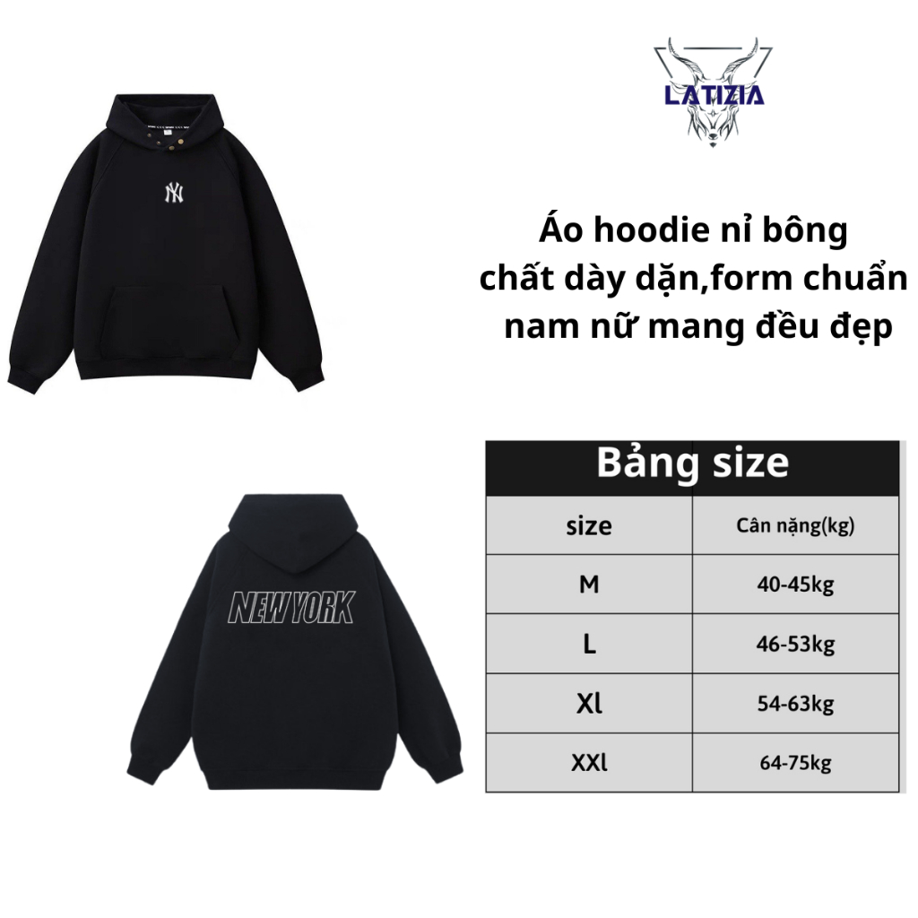Áo hoodie NY MLB nỉ bông siêu dày nam nữ,fomr rộng hàng xịn latizia.vn 001