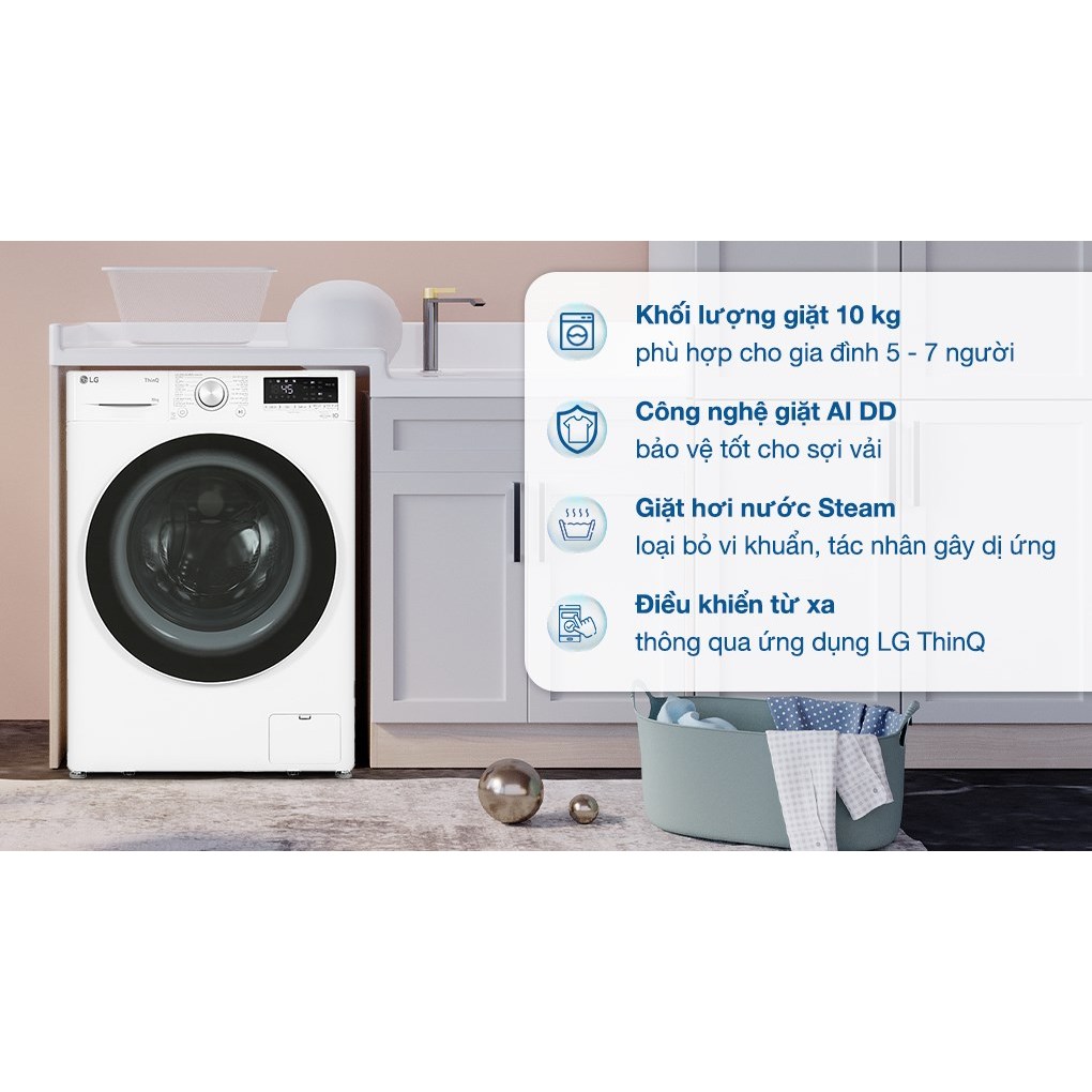 FV1410S4W1 Máy giặt LG AI DD Inverter 10 kg FV1410S4W1