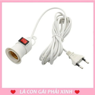 Chui đèn e27 liền dây 4m có công tắc và phích cắm, đuôi đèn nối dài vặn xoáy, đui đèn xoay