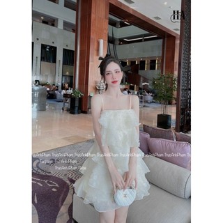 Đầm Lưới Hai Dây Dập Tầng Cao Cấp