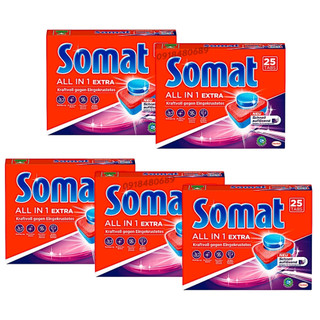 Combo 5 hộp viên rửa chén bát Somat All In One hộp 25 viên của Đức