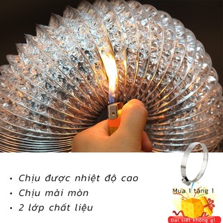2 mét ống bạc phi 200-350mm mềm 2 lớp dẫn khí hút mùi, thông gió thoát khí chống cháy 8/10/12/14 inch