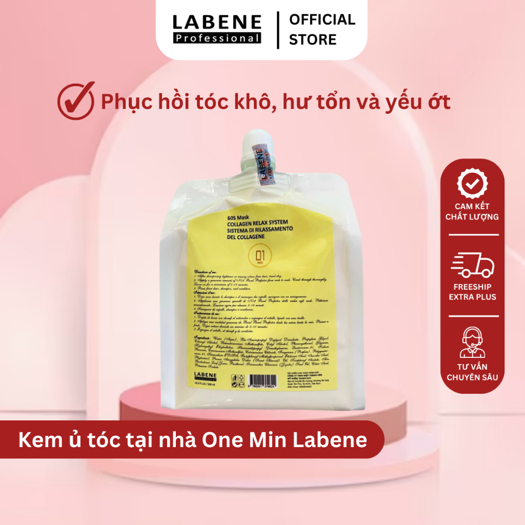 Kem ủ tóc tại nhà One Min Labene chính hãng xuất xứ Ý cao cấp, có kèm quà tặng | LABENE