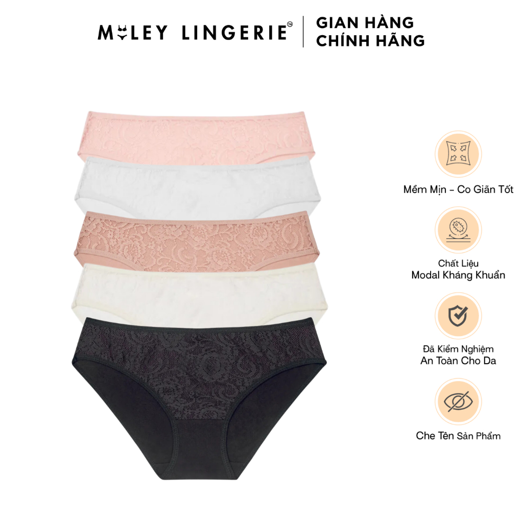 Combo 5 Quần Lót Flexi Cotton Lụa Co Dãn 4 Chiều Mẫu Ngẫu Nhiên Miley Lingerie BCS40