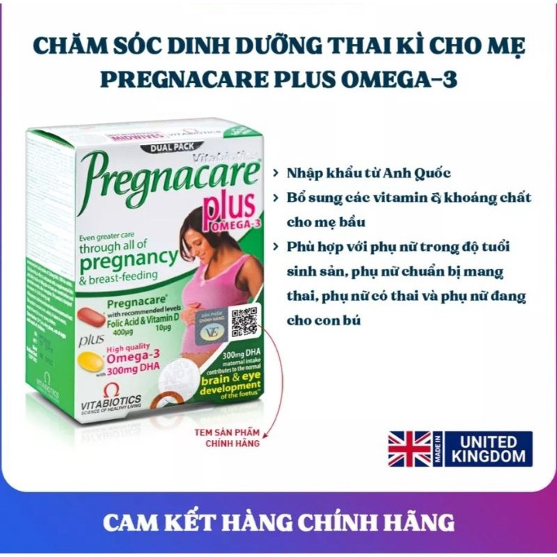 Viên uống Pregnacare Plus (Hàng nhập khẩu), bổ sung dưỡng chất cho thai kỳ khỏe mạnh.