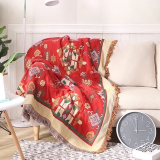 Thảm vintage, thảm thổ cẩm, khăn phủ sofa, thảm trải sàn họa tiết giáng sinh cao cấp kt 180x260cm