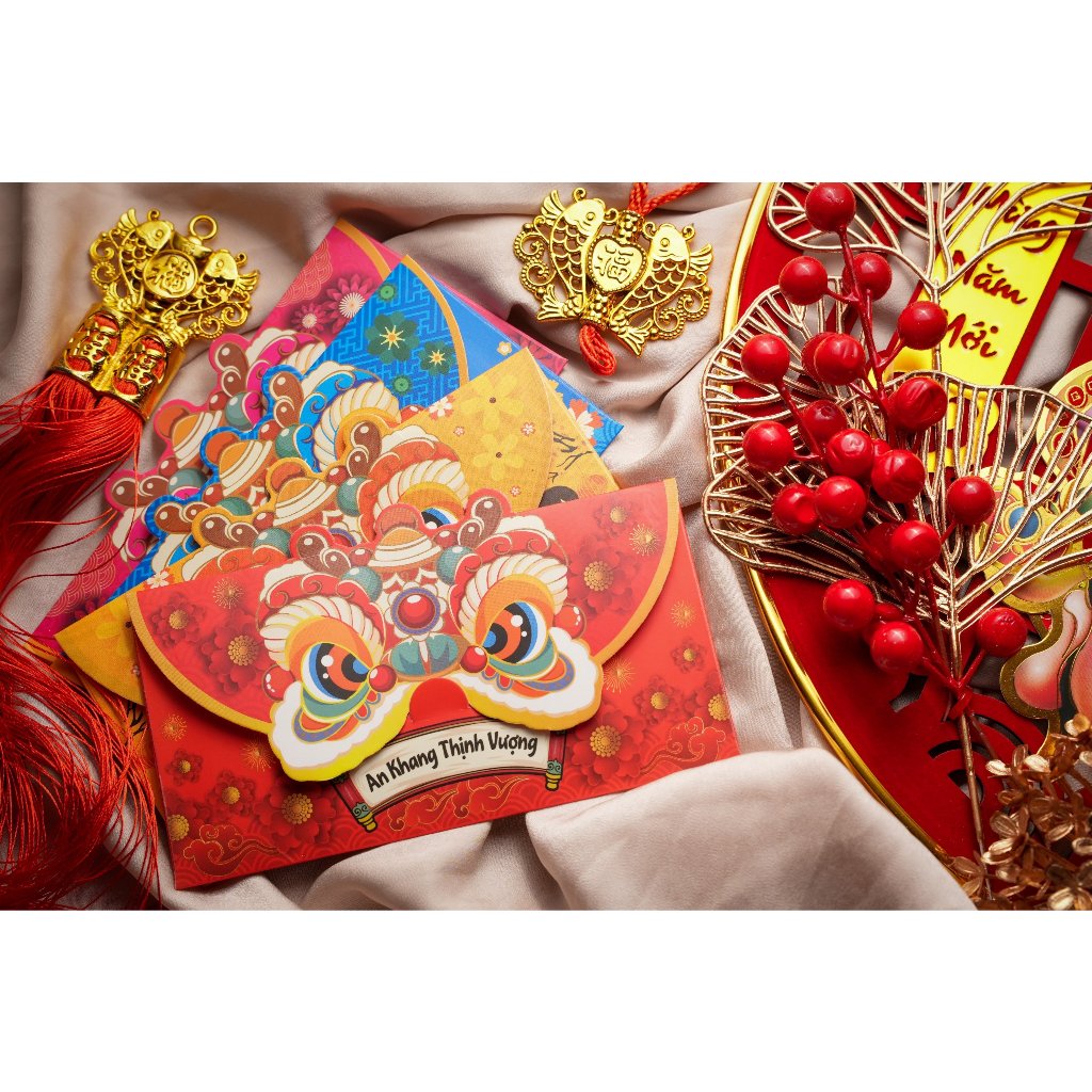 Set 20 Bao Lì Xì Tết 2024 Đầu Kỳ Lân Đỏ Chúc Mừng Năm Mới May Mắn, Bình An, Dành Cho Những Người Thân Yêu