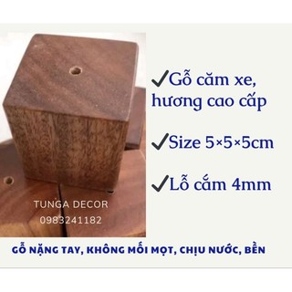 Cục gỗ cắm dù bắt hoa, cắm dù bắt bông kem bằng gỗ tự nhiên cao cấp size 5×5×5cm