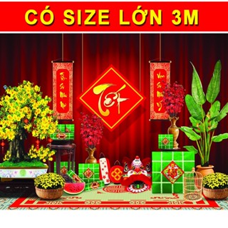 Phông nền chụp ảnh tết, tranh vải treo tường trang trí Tết 2025