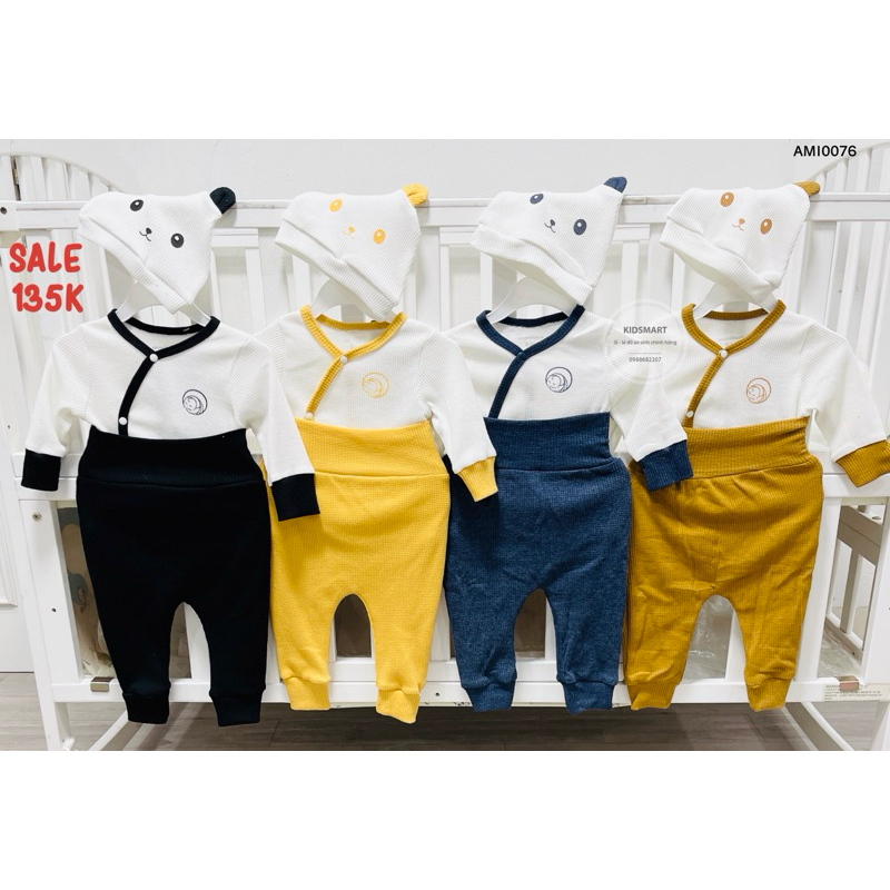 Bộ sơ sinh Anmina dài tay cài lệch AMI0076