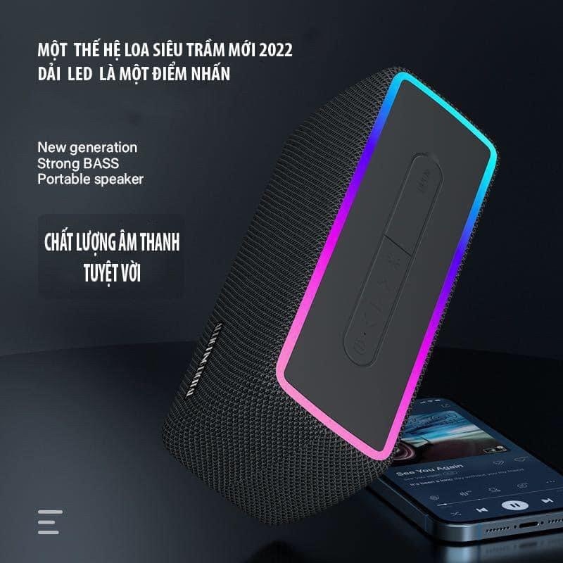 Loa bluetooth không dây, pin trâu âm thanh bass mạnh có đèn led AKD-W3