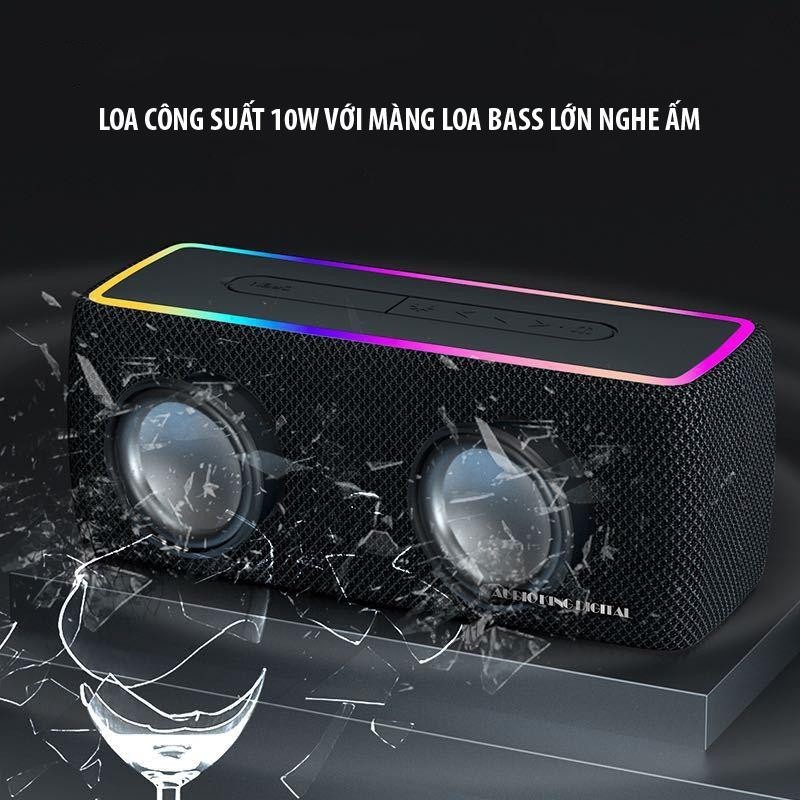 Loa bluetooth không dây, pin trâu âm thanh bass mạnh có đèn led AKD-W3