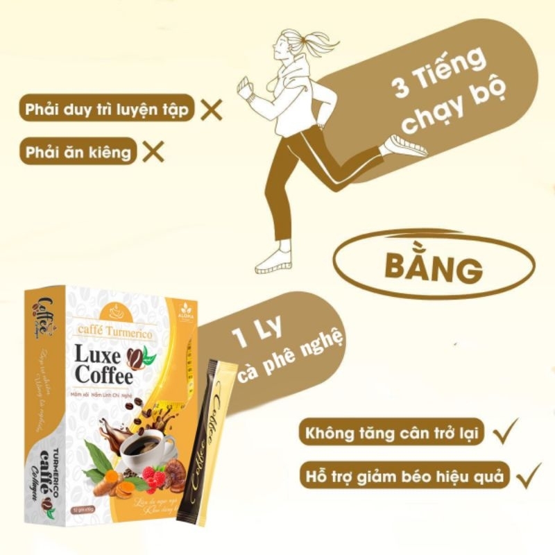 Cà Phê Giảm Cân Luxe Coffe Nghệ Nấm Linh Chi, Giảm Cân, Giảm Mỡ , Cho Người Ăn Kiêng
