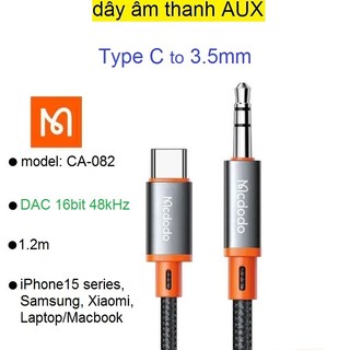 Dây âm thanh aux type c to 3.5 mcdodo ca082 tích hợp chip giải mã dac 16bit 48khz dài 1.2m/ 1.8m