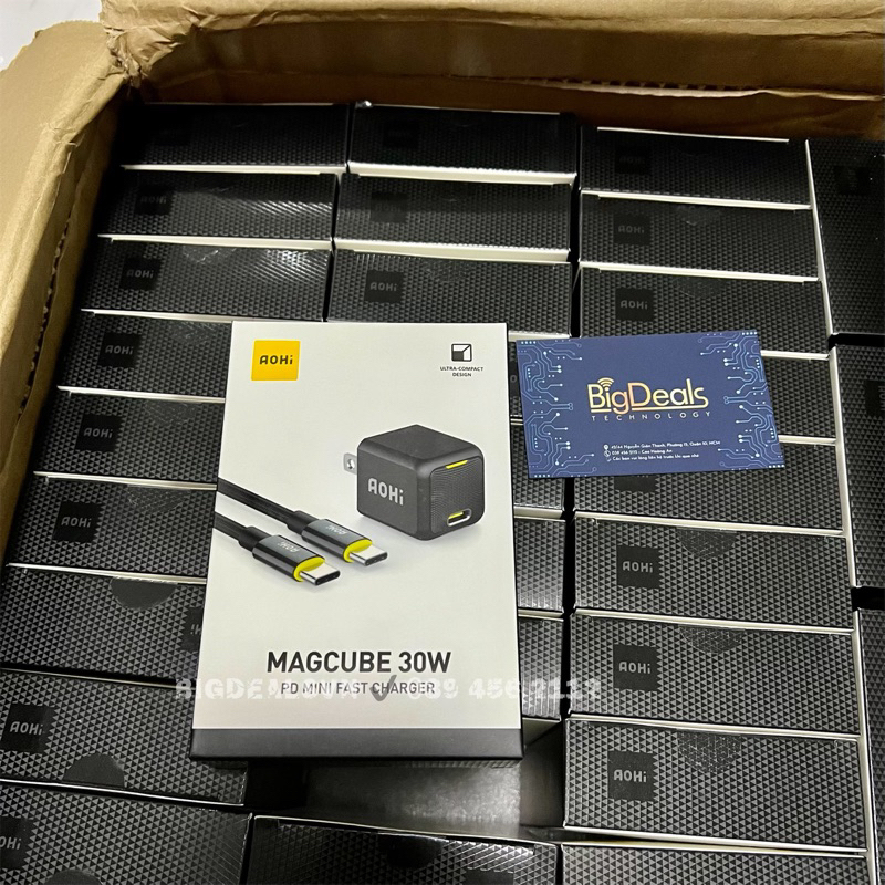 Bộ sạc 30W AOHI Magcube kèm cáp C to C ✔️ BigDeals VN