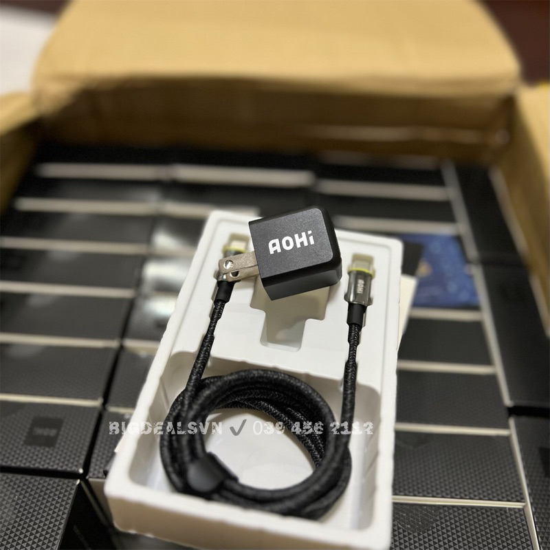 Bộ sạc 30W AOHI Magcube kèm cáp C to C ✔️ BigDeals VN