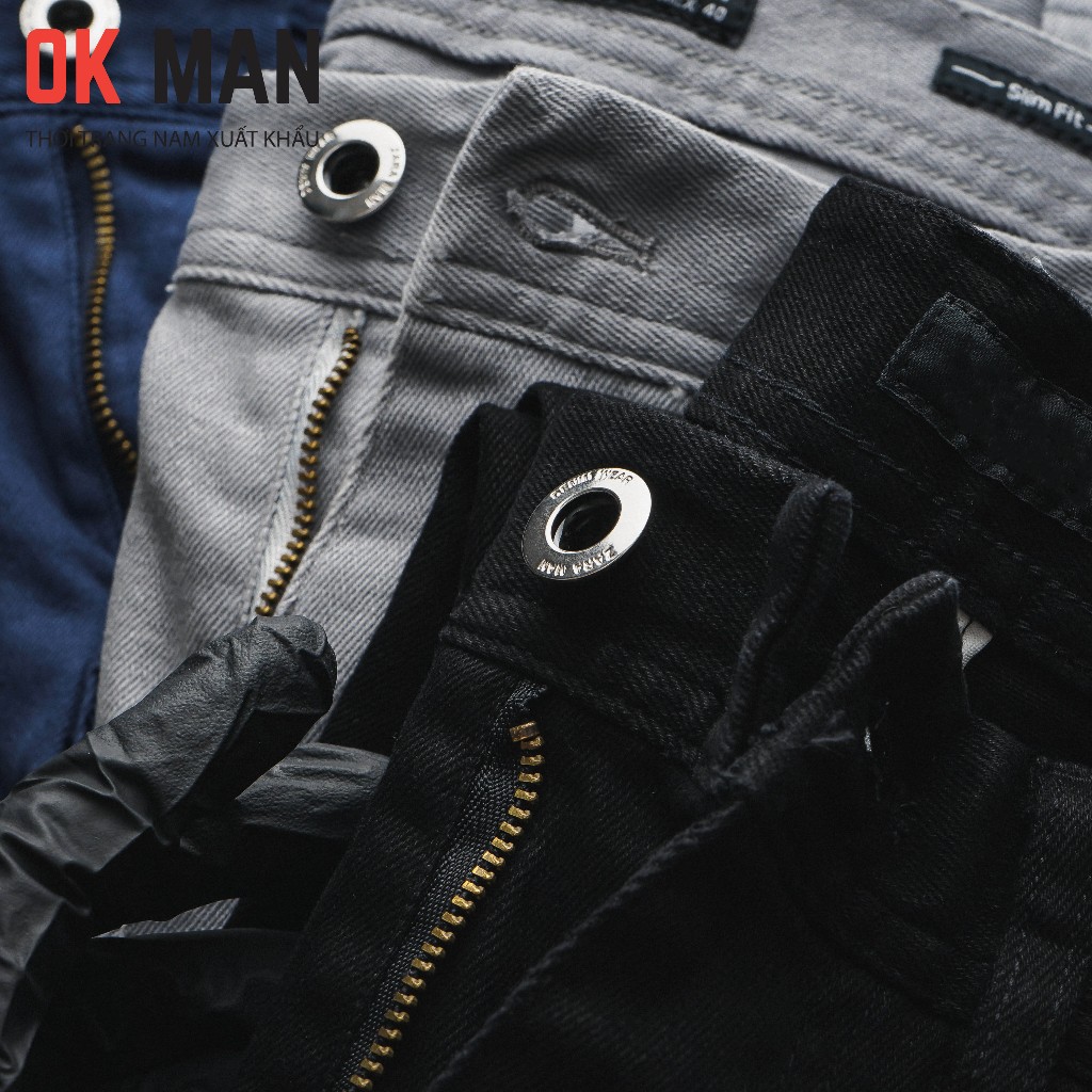 Quần kaki nam giả Jean cao cấp form slimfit 5 màu co giãn thoải mái OkMan