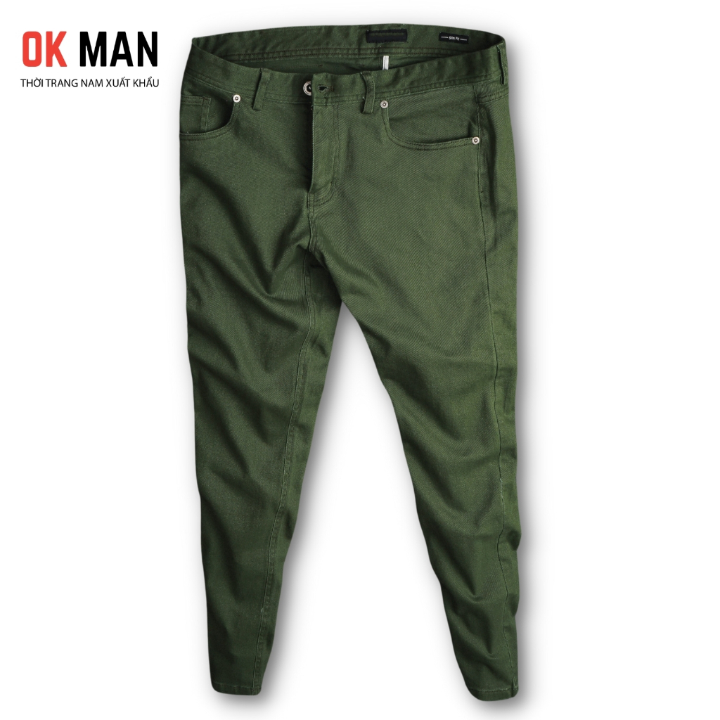 Quần kaki nam giả Jean cao cấp form slimfit 5 màu co giãn thoải mái OkMan
