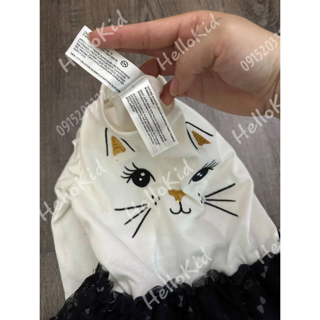 Váy thun mặt mèo CA chân ren cho bé