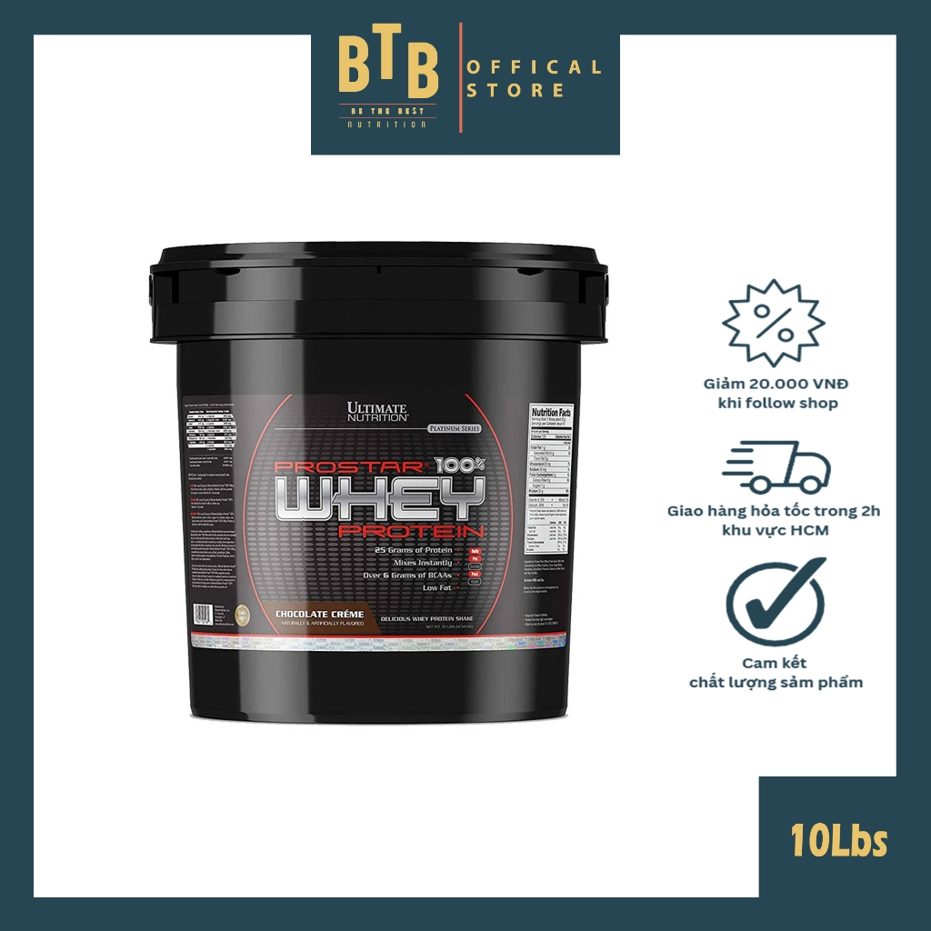 Bột đạm dinh dưỡng thể thao thể hình PROSTAR 100% WHEY 10LBS  hỗ trợ tăng cơ từ thương hiệu ULTIMATE NUTRITION
