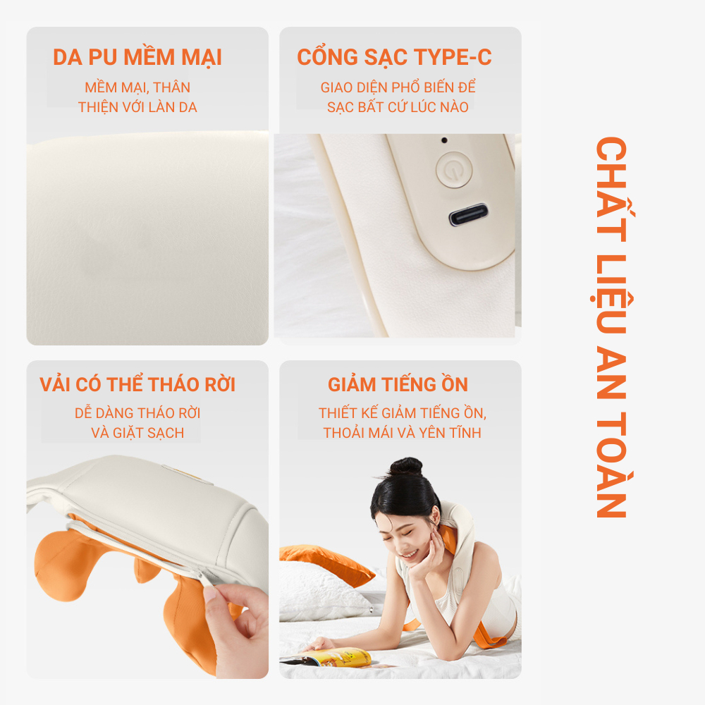 Máy massage cổ vai gáy kết nối app Mihome, massage chườm ấm cổ vai gáy,  cải thiện sức khỏe chính hãng Thiên Phúc Tâm