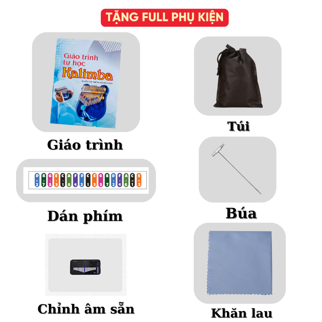 Đàn Kalimba Pha Lê Acrylic 17 Phím Chính Hãng Măng Cụt Anca Music - Đầy Đủ Phụ Kiện