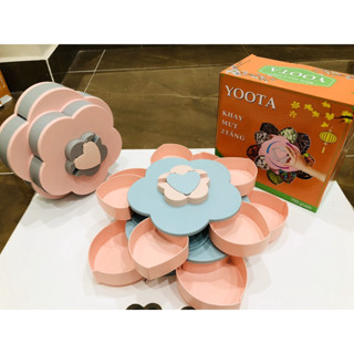  Khay Mứt Hộp Đựng Bánh Kẹo Tết Hình Bông Hoa 2 Tầng 10 Cánh Có Giá Đỡ Điện Thoại 