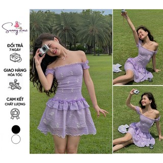 Đầm TK cao cấp trễ vai bo chum