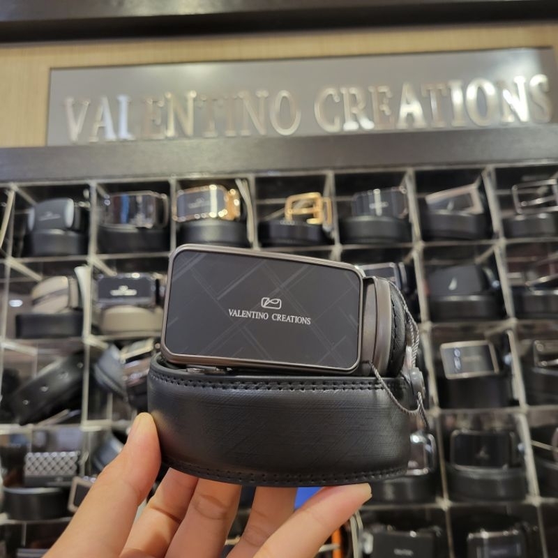 Dây nịt dây lưng thắt lưng da dây nit nam Valentino Creations slide black belt
