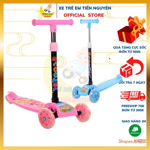 Xe trượt Scooter có bánh xe phát sáng sành điệu, xe trẻ em scooter cho bé từ 2-6 tuổi chịu tải 30kg