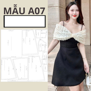 Rập giấy a0 đầm trễ vai 2 lớp dáng chữ a mã a07