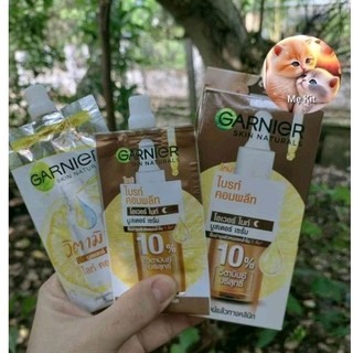 Tinh chất serum Garnier sáng da mờ thâm 7.5ml - Dưỡng chất ban đêm Garnier 10% Vitamin C 7.5ml