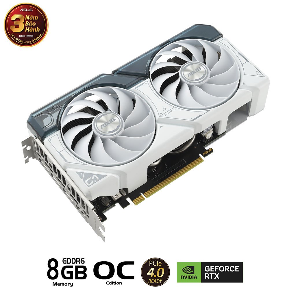 CARD MÀN HÌNH ASUS DUAL-RTX4060-O8G WHITE NEW CHÍNH HÃNG 36 THÁNG