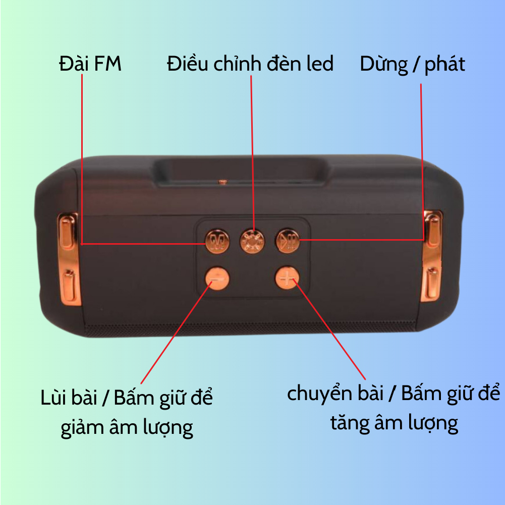Loa bluetooth có đèn led, âm thanh trung thực bass mạnh pin trâu BS-58D