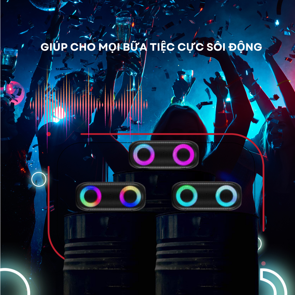 Loa bluetooth có đèn led, âm thanh trung thực bass mạnh pin trâu BS-58D