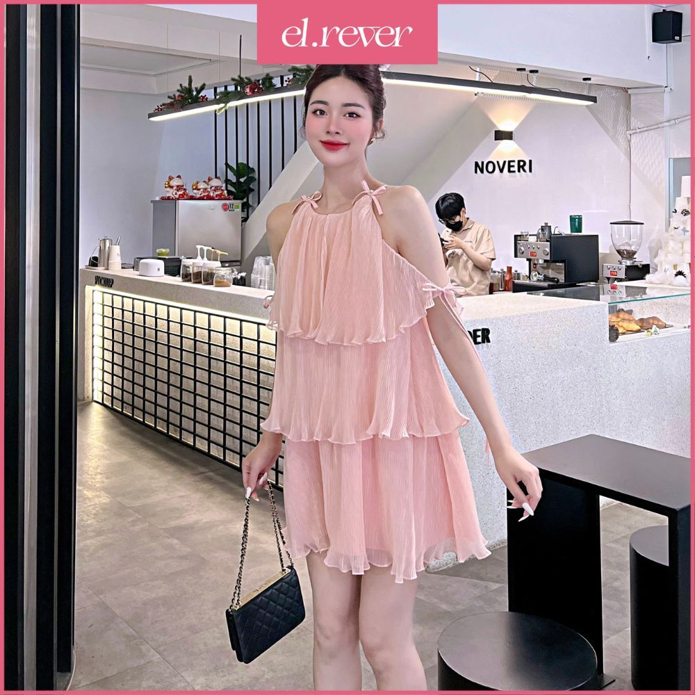 El.Rêver - Đầm xếp ly tầng nữ tính - Màu hồng - 1023D98