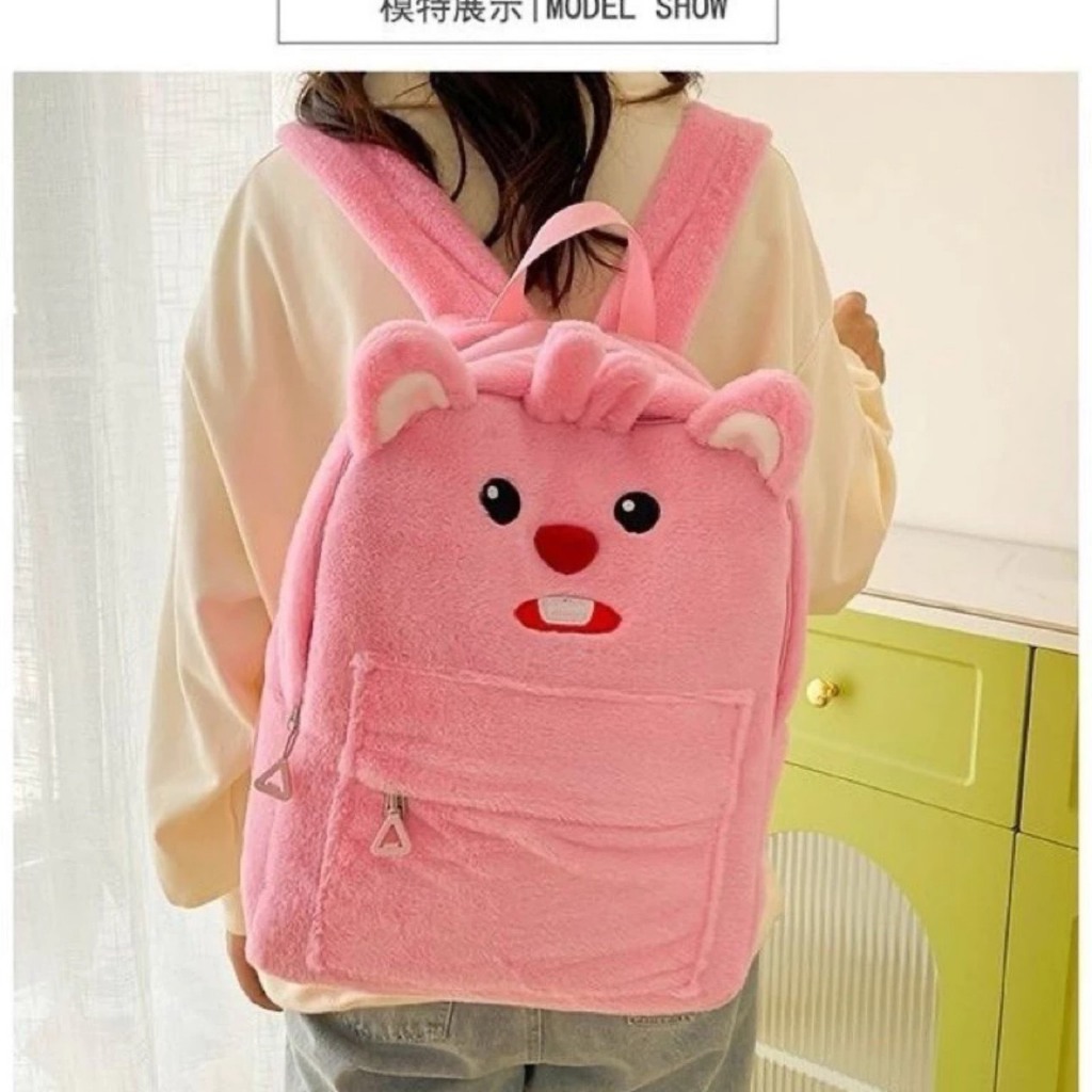 Balo Cặp sách đi học Loopy hồng cute phô mai que siêu xinh