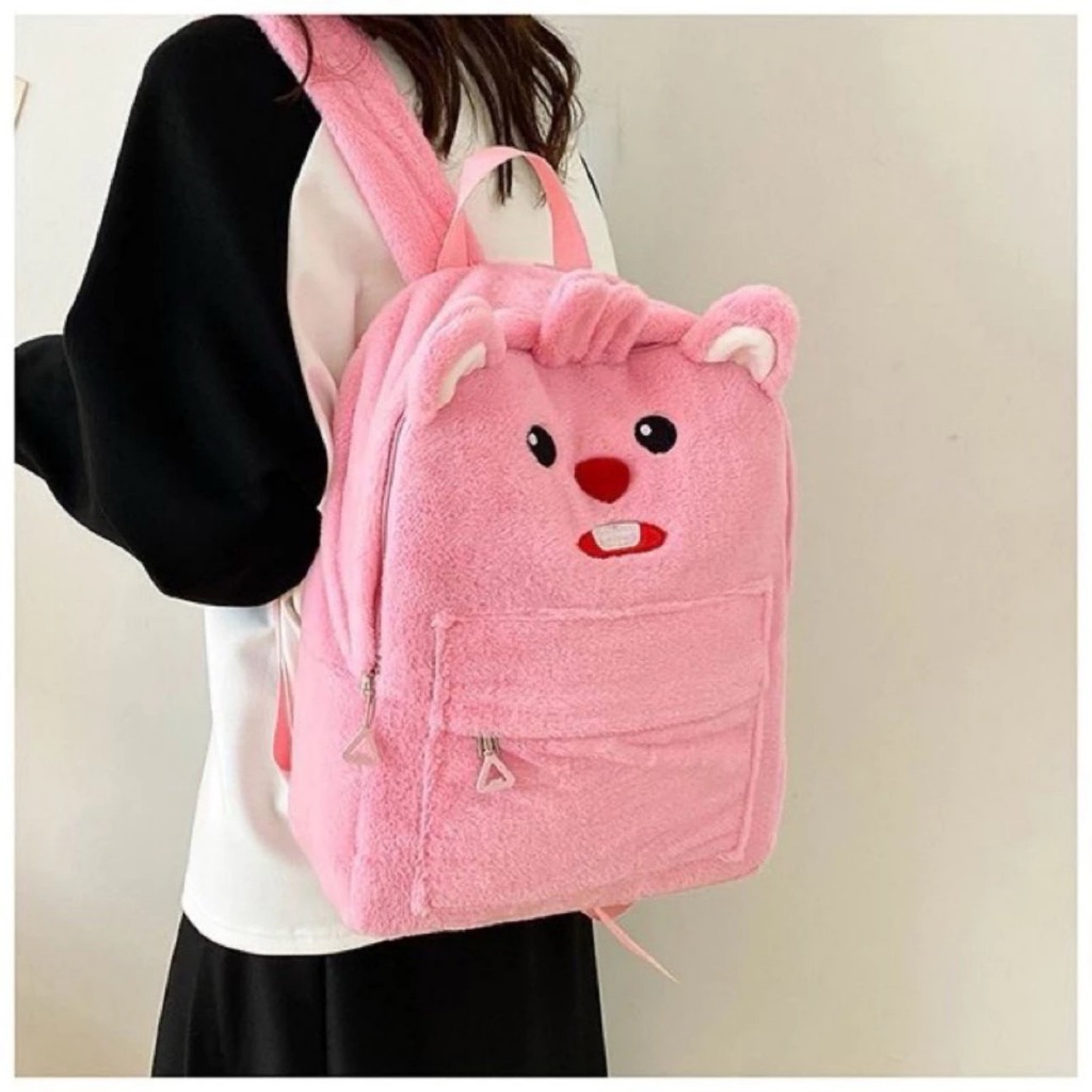 Balo Cặp sách đi học Loopy hồng cute phô mai que siêu xinh