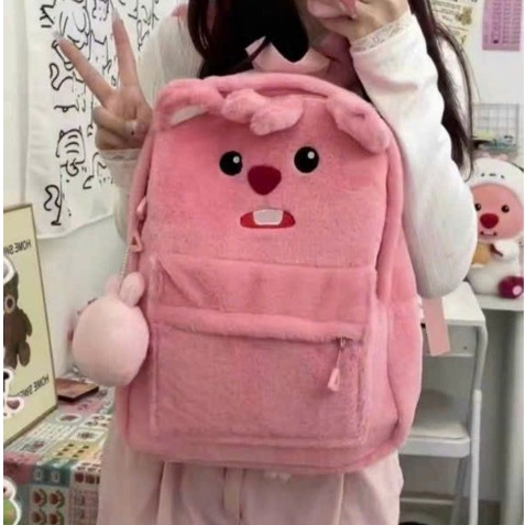 Balo Cặp sách đi học Loopy hồng cute phô mai que siêu xinh