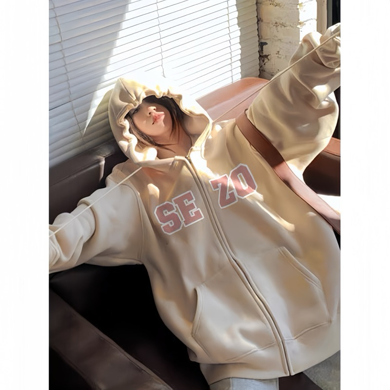 Áo Khoác Hoodie Zip Form Rộng Mũ To Chất Liệu Nỉ Lót Lông SEZO